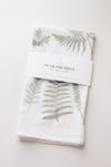 Fern Fronds Pattern Tea Towel Set of 2  |  botanical flour sack towel dish towel kitchen hand towel floral cottagecore kitchen hostess gift
