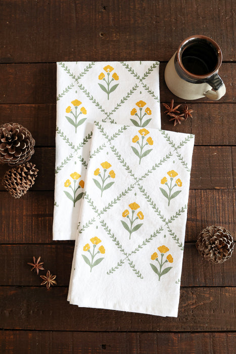 Golden Bloom Tea Towel