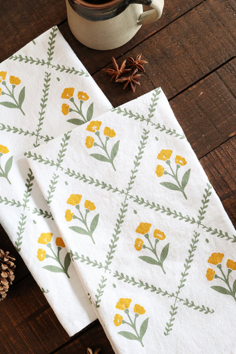 Golden Bloom Tea Towel