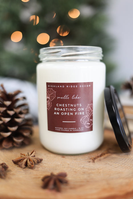 Hand-Poured Soy Candle - Roasted Chestnuts "Chestnuts Roasting On An Open Fire"