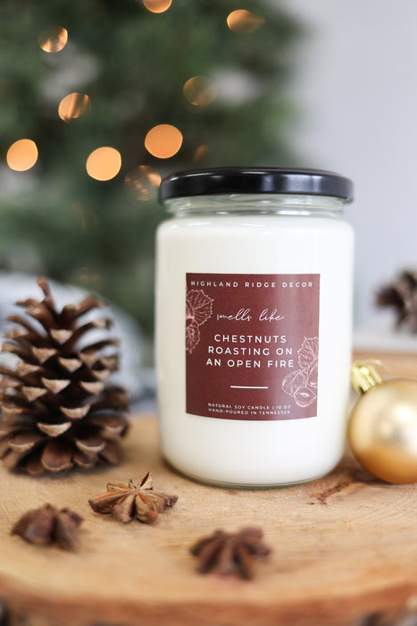 Hand-Poured Soy Candle - Roasted Chestnuts "Chestnuts Roasting On An Open Fire"