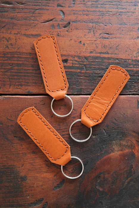 Cognac Leather Keychain