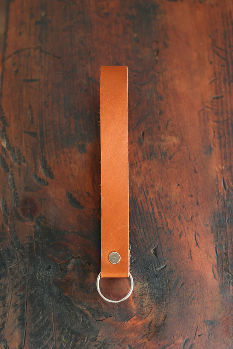 Cognac Leather Keychain Wristlet