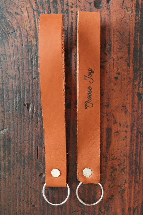 Cognac Leather Keychain Wristlet