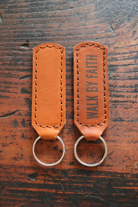 Custom Cognac Leather Keychain
