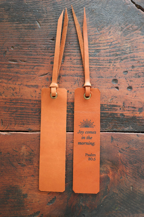 Custom Cognac Leather Bookmark