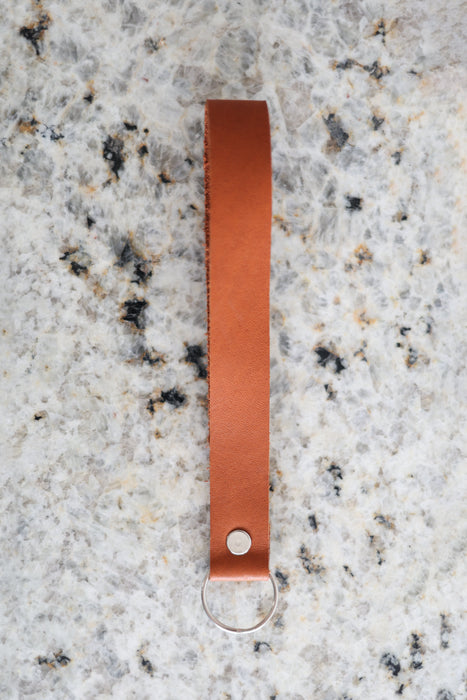 Custom Cognac Leather Keychain Wristlet