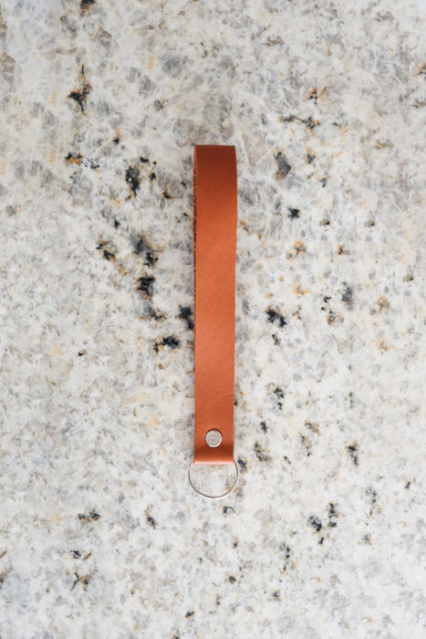 Cognac Leather Keychain Wristlet