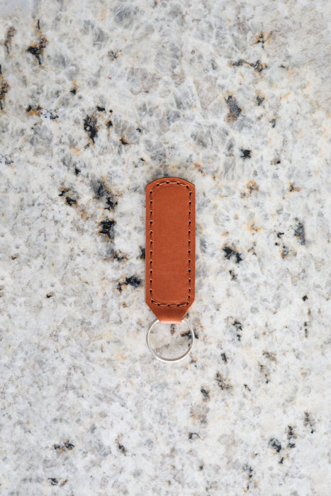 Cognac Leather Keychain