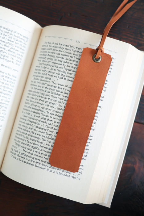 Cognac Leather Bookmark