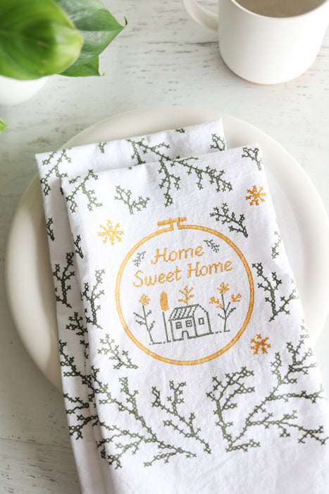 Home Sweet Home Cross-Stitch Tea Towel
