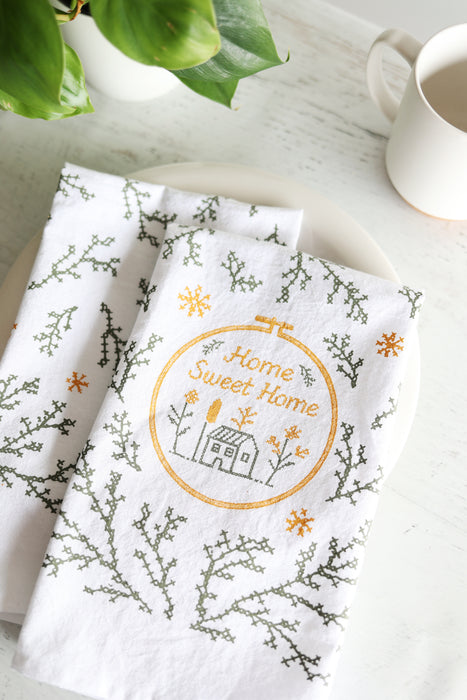 Home Sweet Home Cross-Stitch Tea Towel