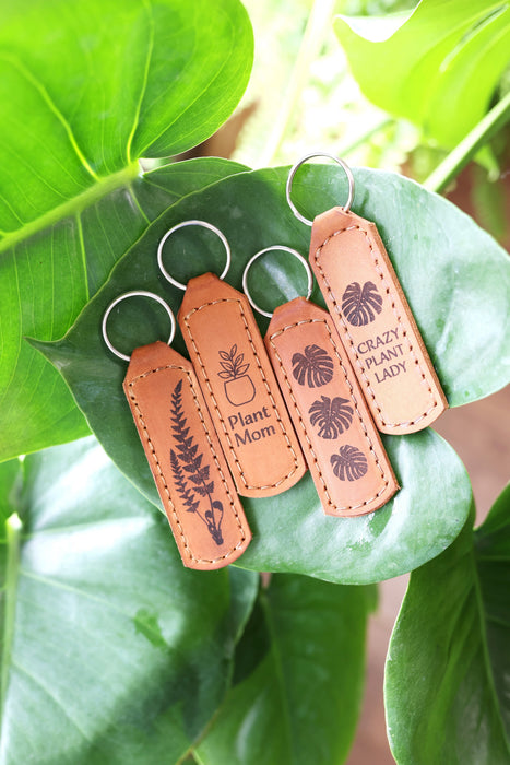 Monstera Plant Leather Keychain