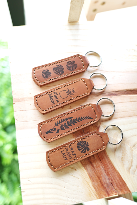 Crazy Plant Lady Leather Keychain