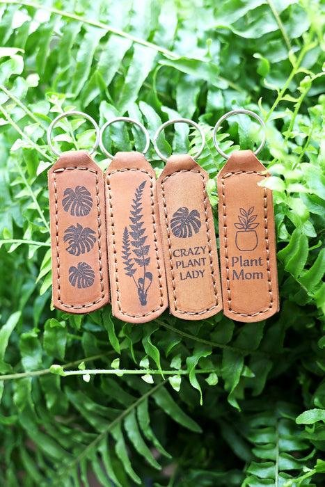 Crazy Plant Lady Leather Keychain