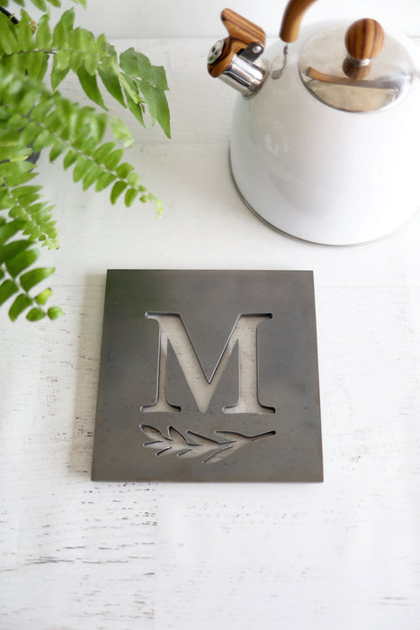 Personalized Kitchen Trivet Hot Plate Monogram Pot Holder Square