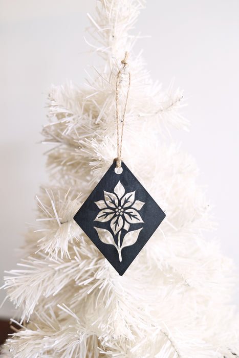 Poinsettia Diamond Christmas Tree Ornament