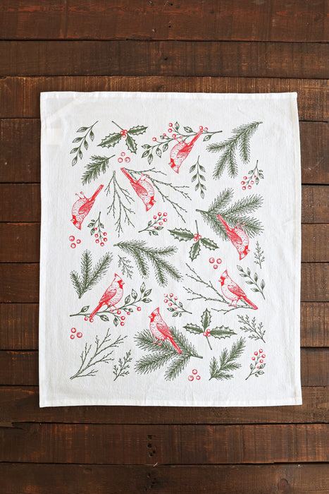 Winter Cardinal Tea Towel