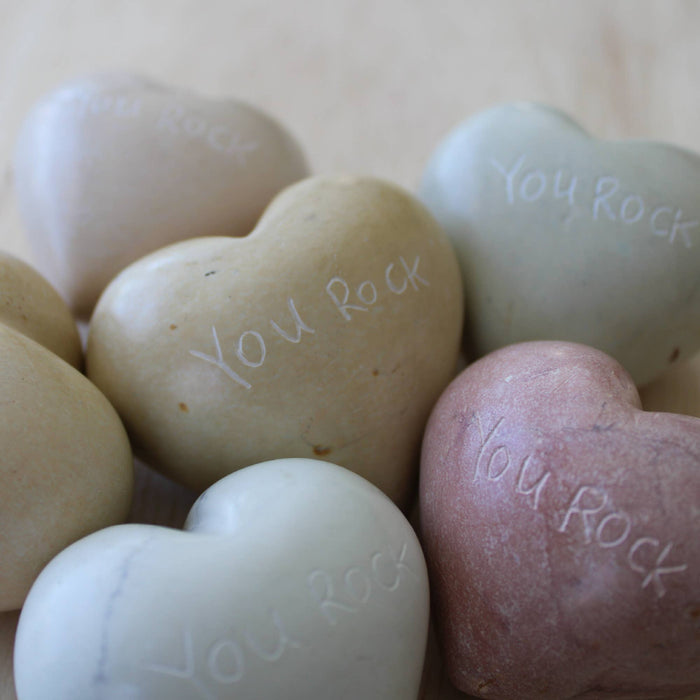 You Rock Hearts Natural Stone