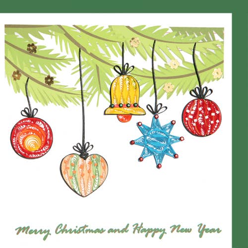 5 Christmas Ornaments Quilling Card