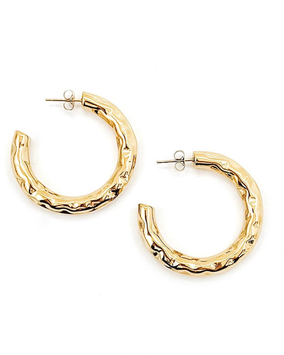 Elondo Hammered Gold Hoop Earrings