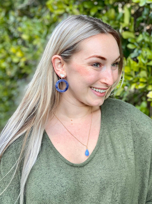 Marbled Blue Acetate Hoops