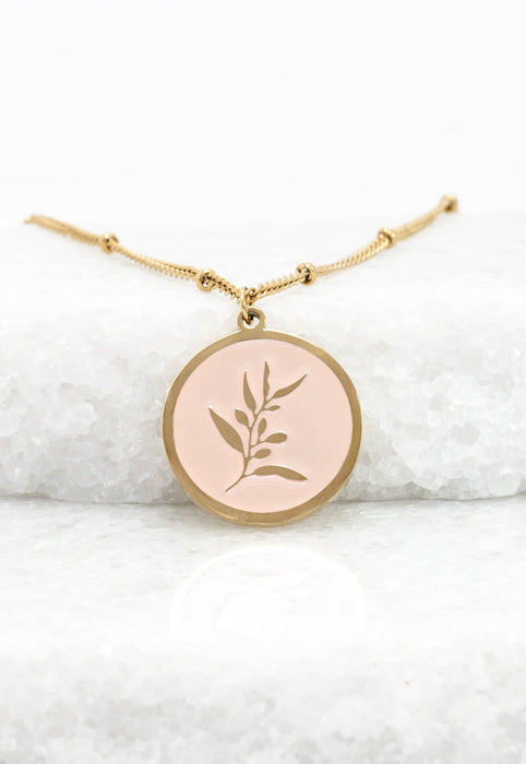 Resilience Leaf Necklace in Pink