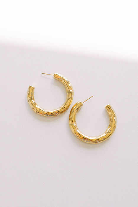 Elondo Hammered Gold Hoop Earrings