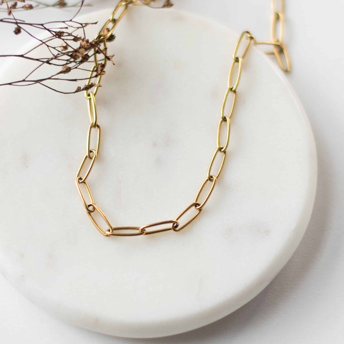 High Quality Gold Plated Paperclip Necklace