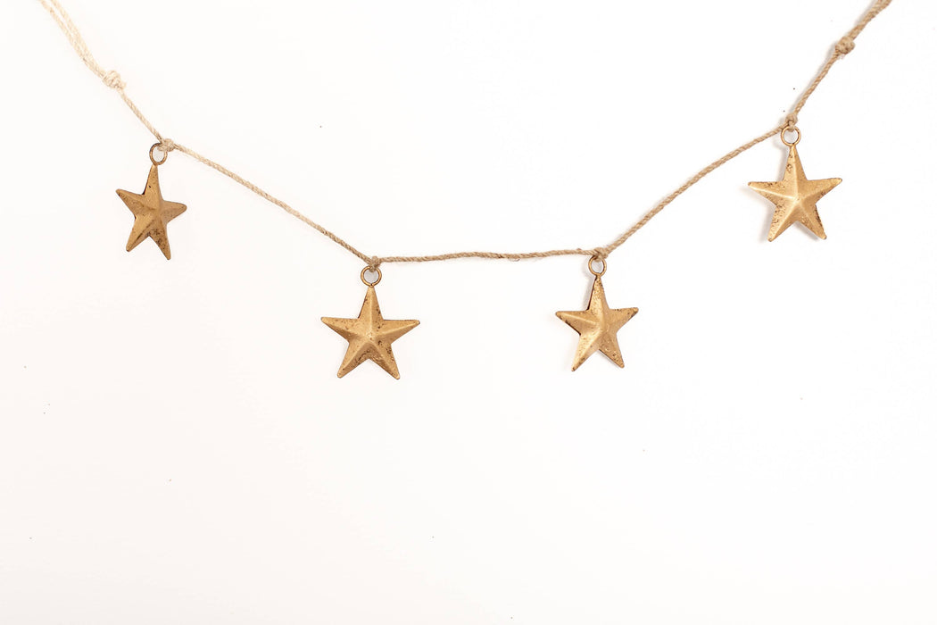Gold Brass Star Christmas Garland