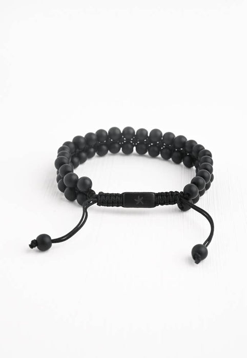 Helix Matte Black Agate Rope Beaded Bracelet