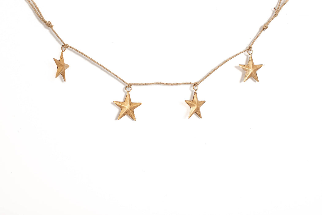 Gold Brass Star Christmas Garland