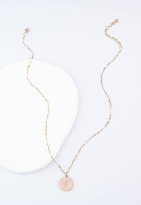 Resilience Leaf Necklace in Pink