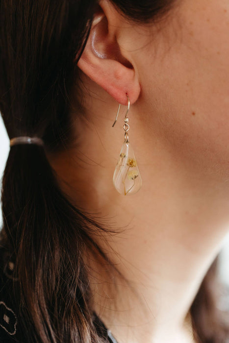 White Rain Flower Earrings