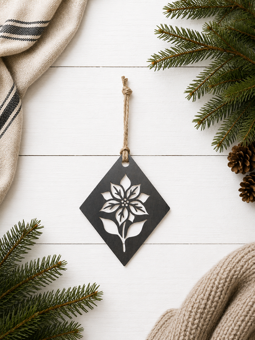 Poinsettia Diamond Christmas Tree Ornament