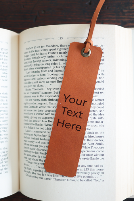 Custom Cognac Leather Bookmark