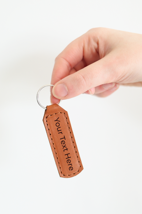 Custom Cognac Leather Keychain