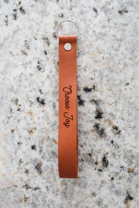 Choose Joy Wristlet Engraved Leather