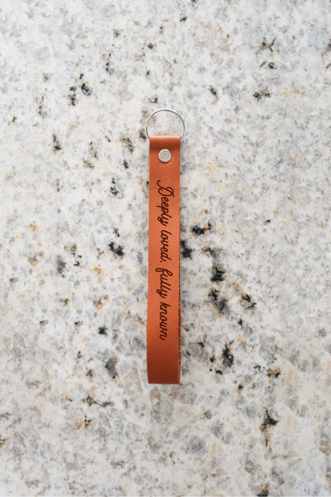 Deeply Loved, Fully Known Wristlet Engraved Leather