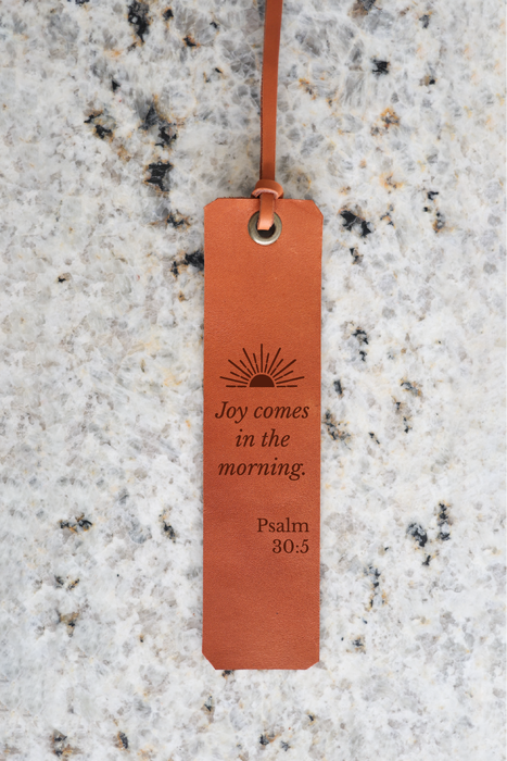 Joy Comes In The Morning Leather Bookmark