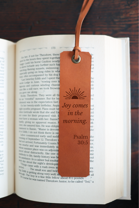 Joy Comes In The Morning Leather Bookmark