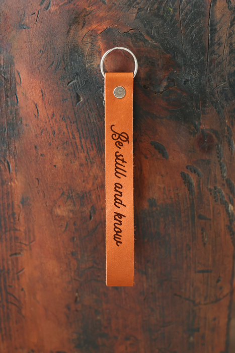 Be Still And Know Wristlet Engraved Leather