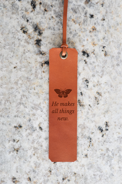 He Makes All Things New Leather Bookmark