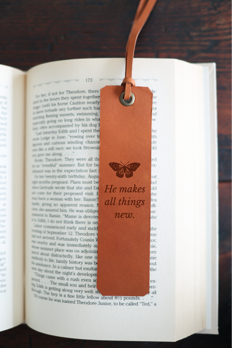 He Makes All Things New Leather Bookmark