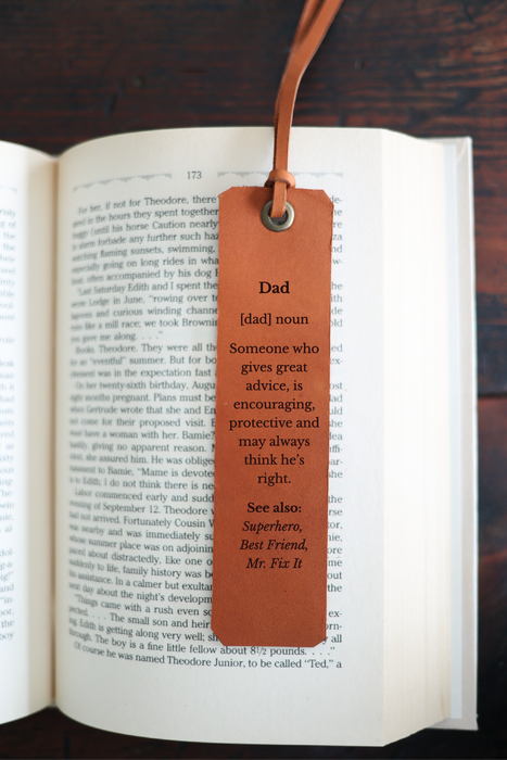 Father's Day Dad Definition Leather Bookmark