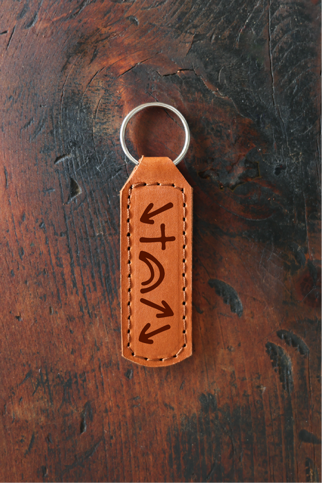 Gospel Symbols Keychain Engraved Leather