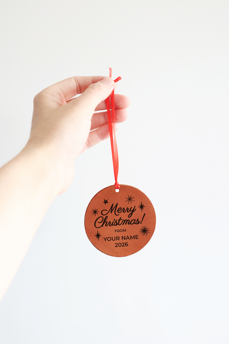 Custom Merry Christmas Leather Ornament