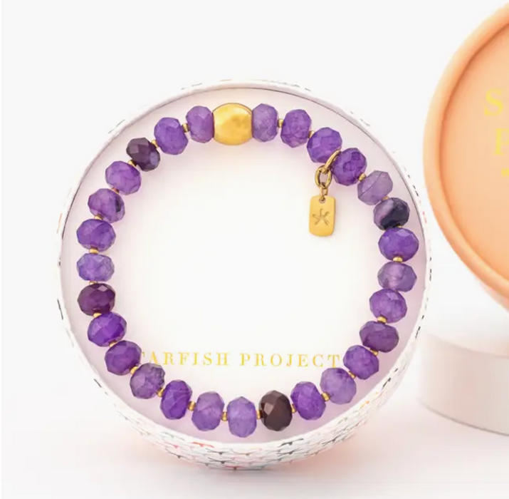 Lan Purple Agate Beaded Bracelet