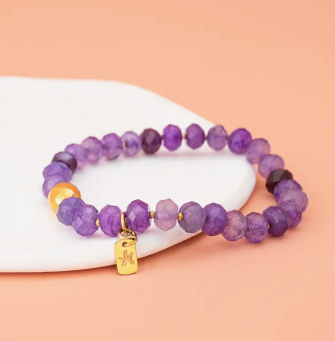 Lan Purple Agate Beaded Bracelet