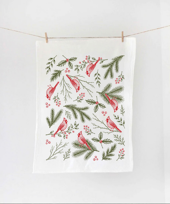 Winter Cardinal Tea Towel